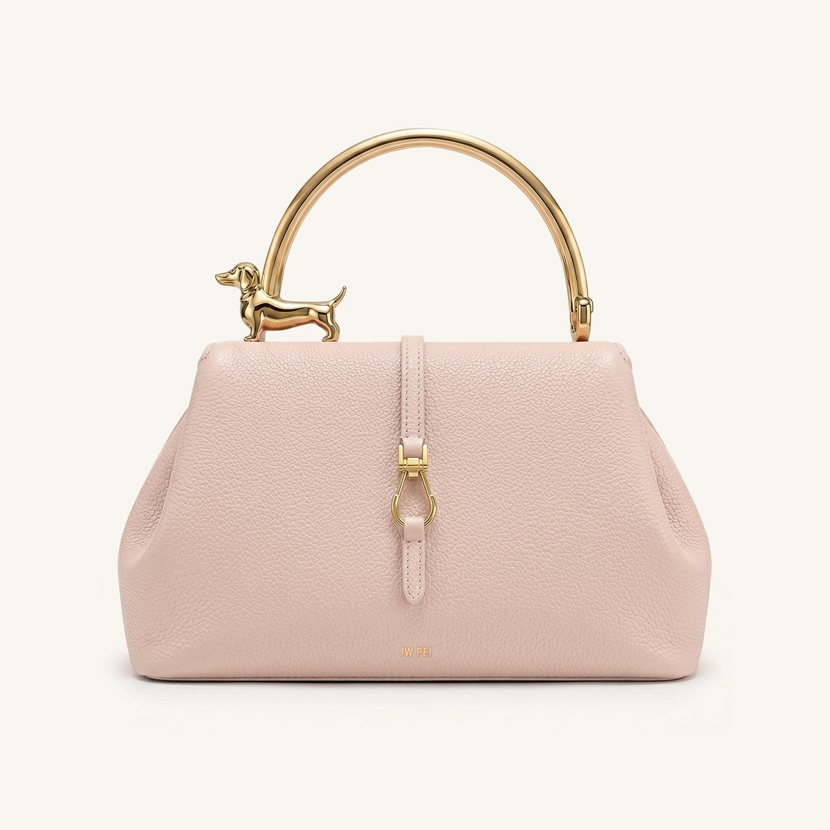 Bruna Dachshund Metal Handle Top Handle Bag - Light Pink