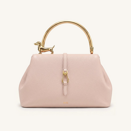 Bruna Dachshund Metal Handle Top Handle Bag - Light Pink