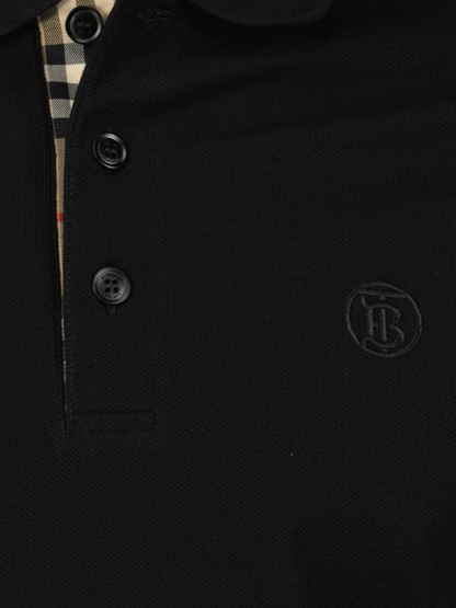 Burberry Branded Circle Logo Black Polo Shirt