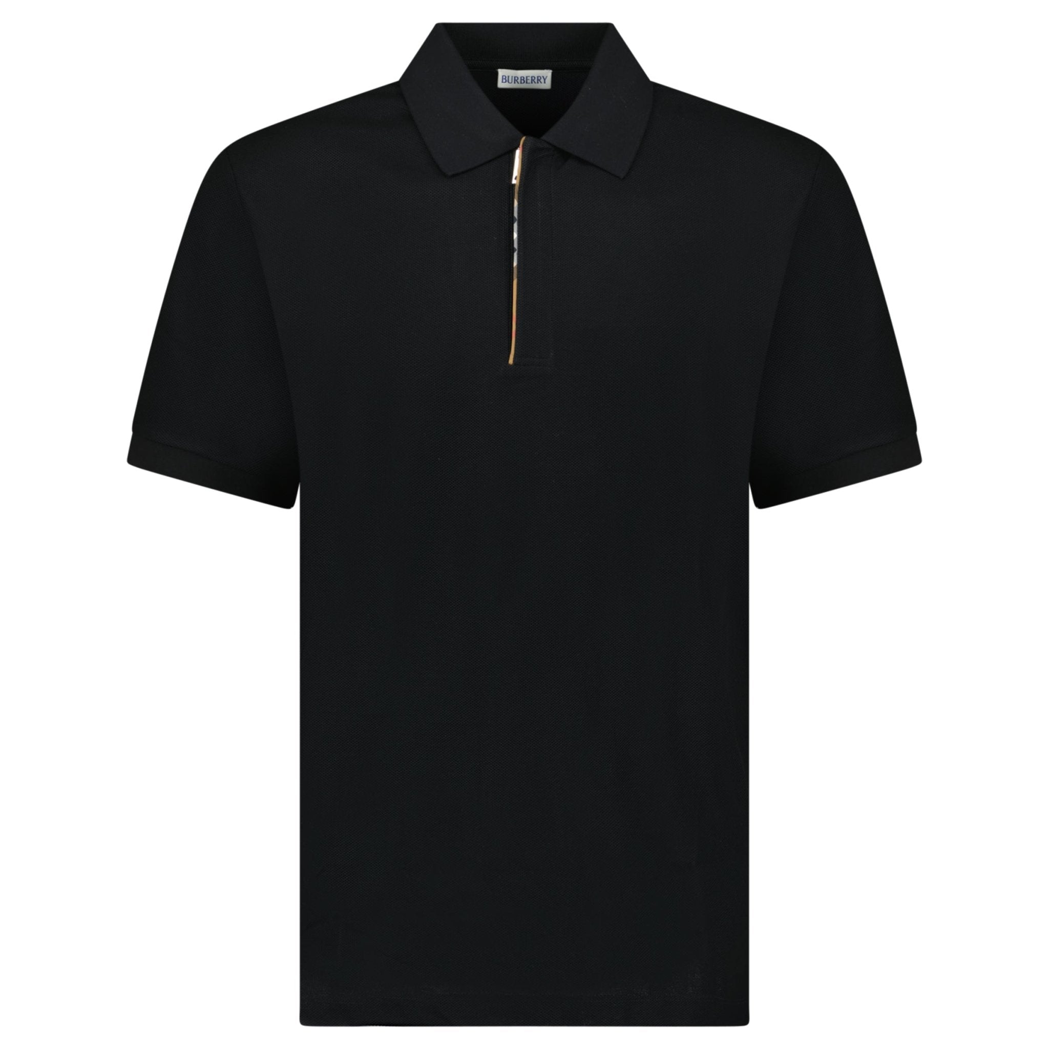Burberry ‘Hartford’ Zip Check Polo Black