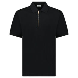 Burberry ‘Hartford’ Zip Check Polo Black