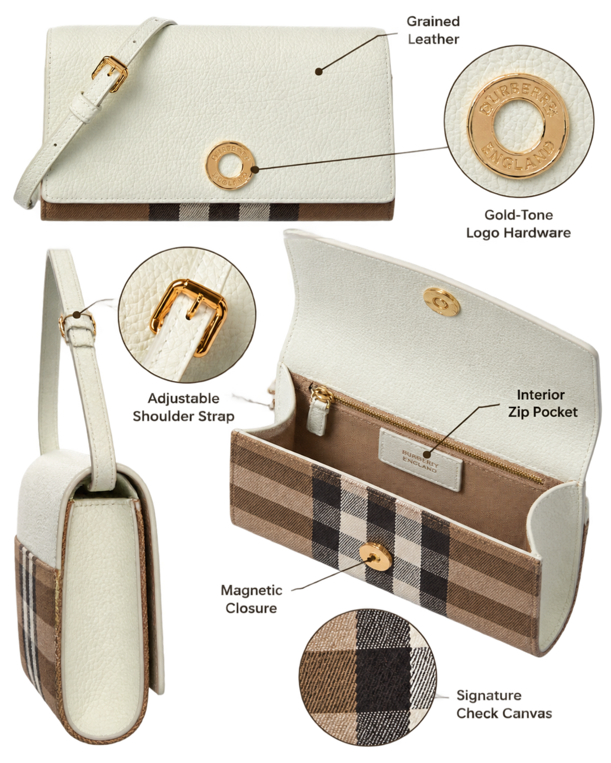 Burberry Check Canvas & Leather Crossbody