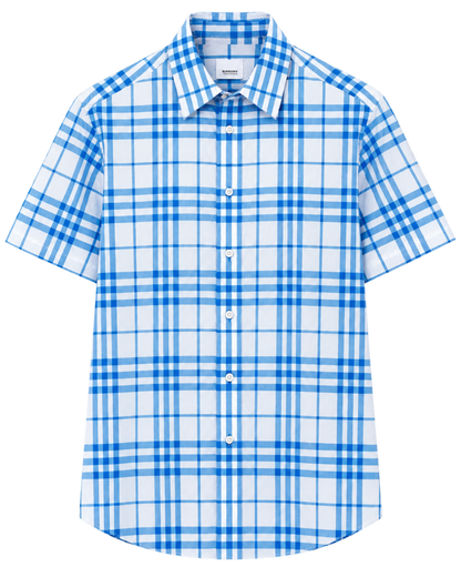 Burberry check-pattern short-sleeve cotton shirt
