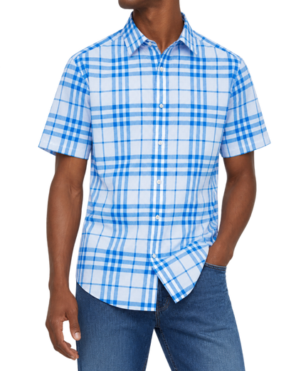 Burberry check-pattern short-sleeve cotton shirt