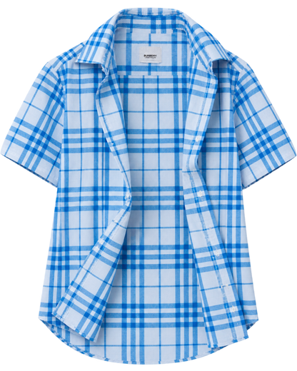 Burberry check-pattern short-sleeve cotton shirt