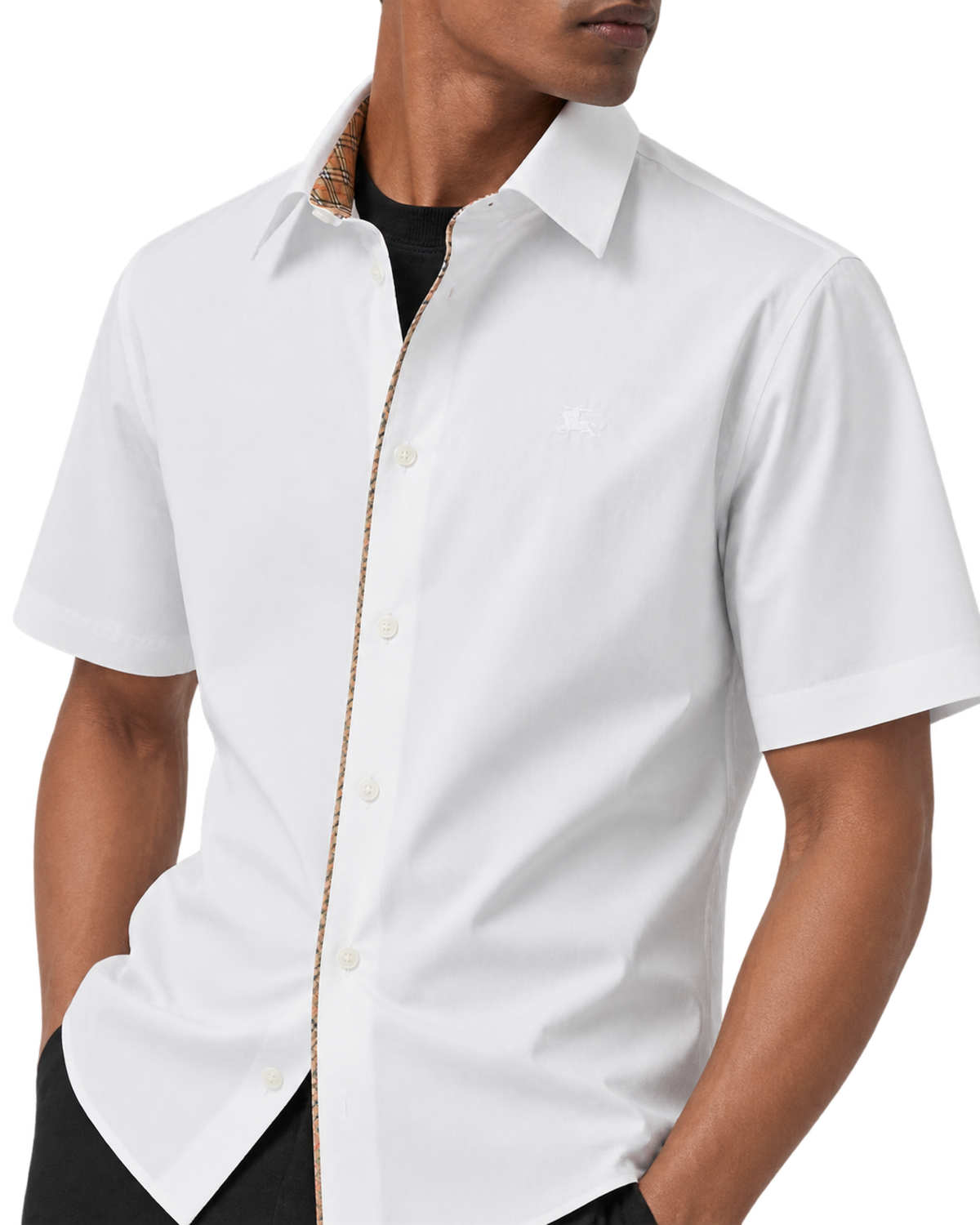 Burberry Check Piping Cotton Poplin Shirt