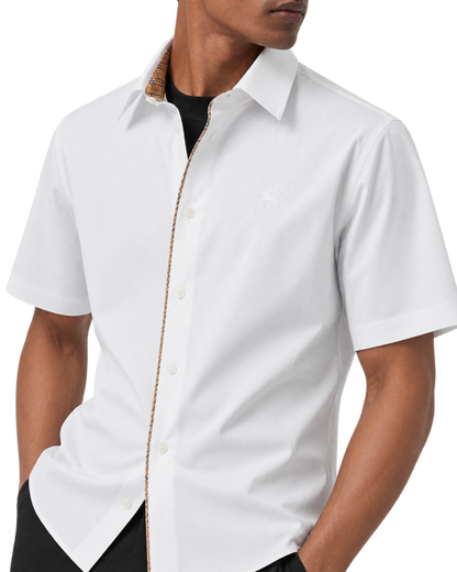 Burberry Check Piping Cotton Poplin Shirt