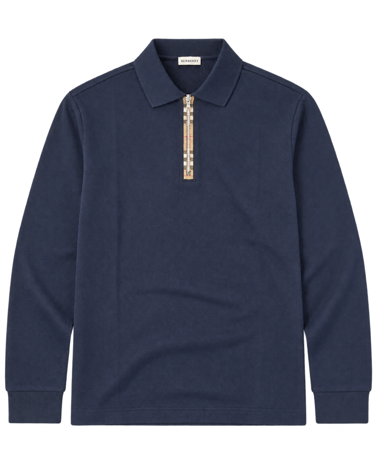 Burberry Dark Blue Long-Sleeve Half-Zip Polo Sweater