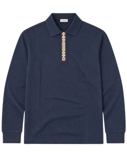 Burberry Dark Blue Long-Sleeve Half-Zip Polo Sweater