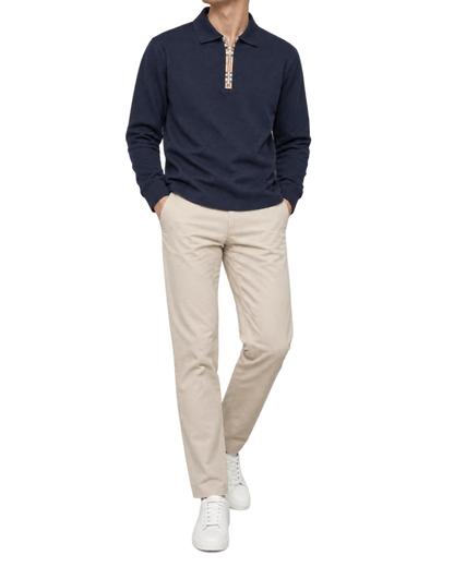 Burberry Dark Blue Long-Sleeve Half-Zip Polo Sweater