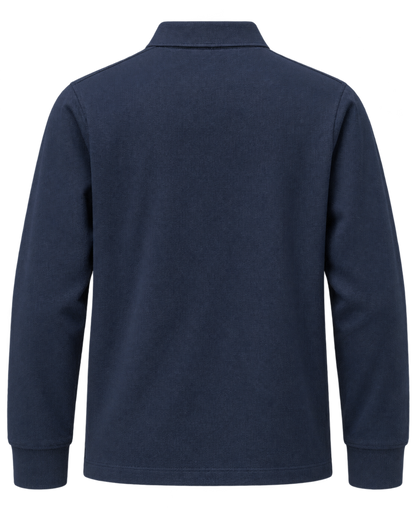 Burberry Dark Blue Long-Sleeve Half-Zip Polo Sweater