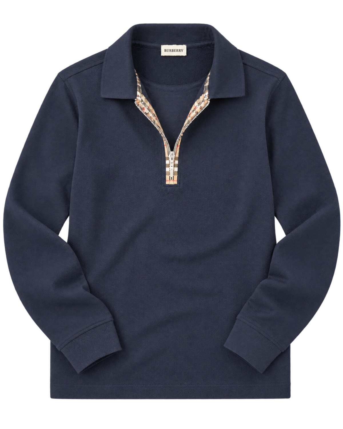 Burberry Dark Blue Long-Sleeve Half-Zip Polo Sweater