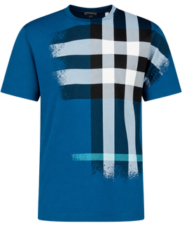 Burberry Ellison Check Print T-Shirt in Pacific Blue
