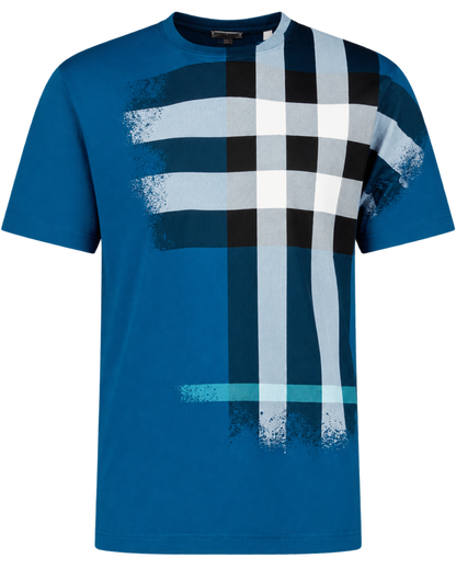 Burberry Ellison Check Print T-Shirt in Pacific Blue