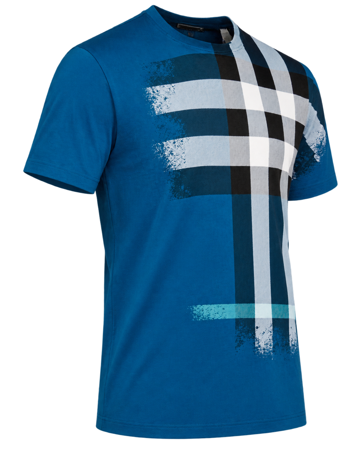 Burberry Ellison Check Print T-Shirt in Pacific Blue