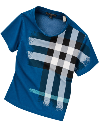 Burberry Ellison Check Print T-Shirt in Pacific Blue