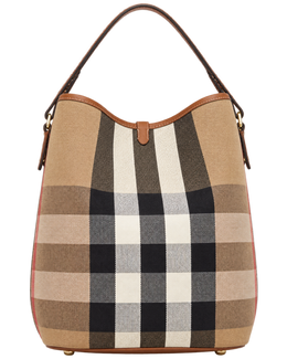 Burberry Giant Check Canvas Calfskin Ashby Bucket Bag