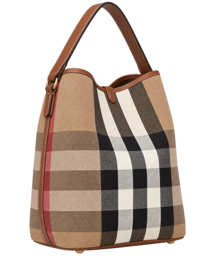 Burberry Giant Check Canvas Calfskin Ashby Bucket Bag
