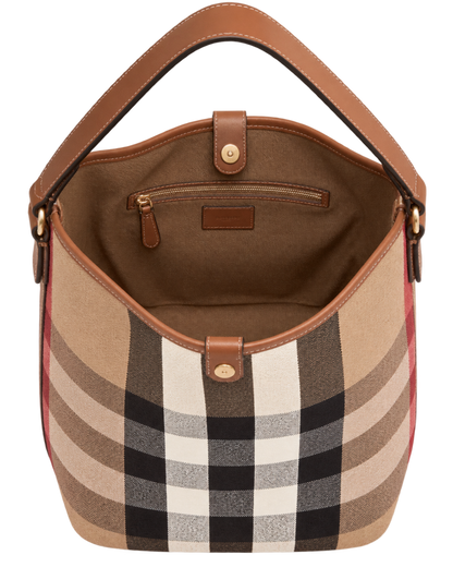 Burberry Giant Check Canvas Calfskin Ashby Bucket Bag