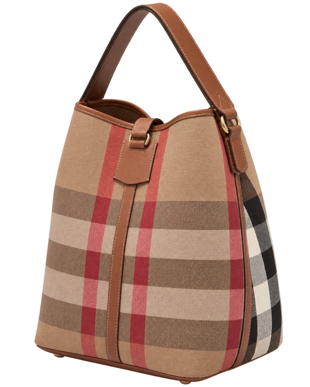 Burberry Giant Check Canvas Calfskin Ashby Bucket Bag