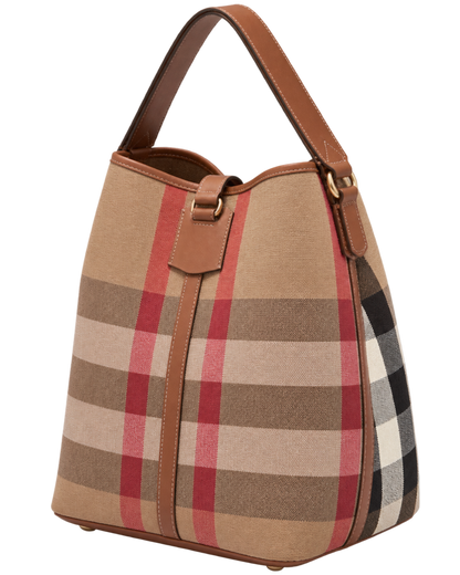 Burberry Giant Check Canvas Calfskin Ashby Bucket Bag