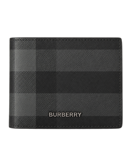 Burberry Grey Motif Checked Wallet
