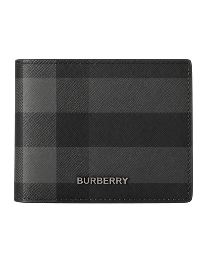 Burberry Grey Motif Checked Wallet