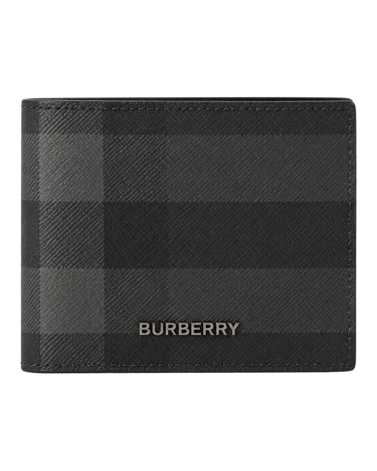 Burberry Grey Motif Checked Wallet