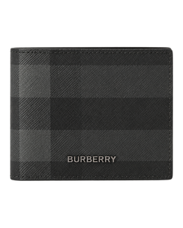 Burberry Grey Motif Checked Wallet