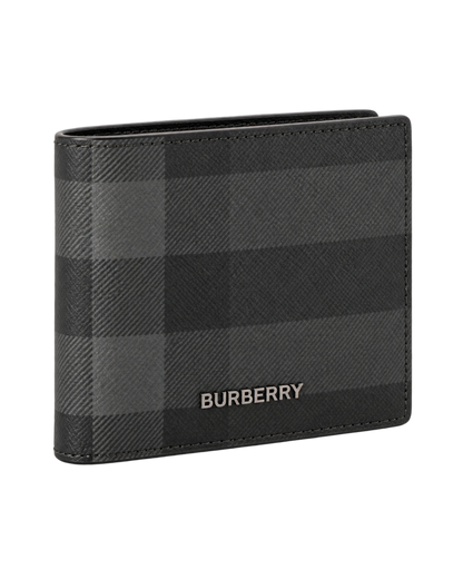 Burberry Grey Motif Checked Wallet