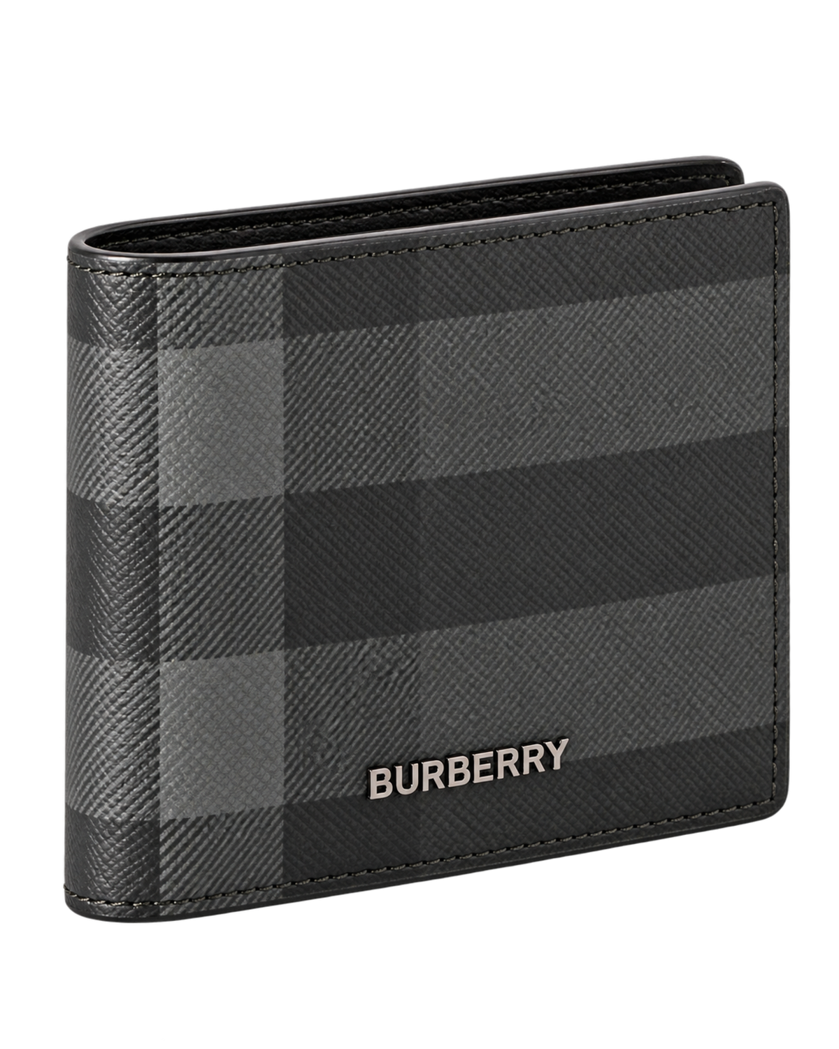 Burberry Grey Motif Checked Wallet