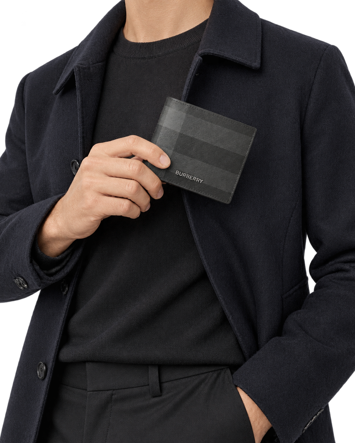 Burberry Grey Motif Checked Wallet