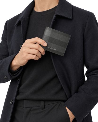 Burberry Grey Motif Checked Wallet