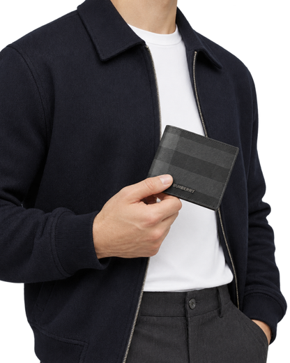 Burberry Grey Motif Checked Wallet