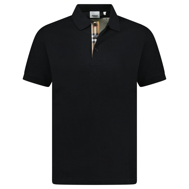 Burberry Black Hartford Polo with Vintage Check Placket