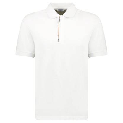 Burberry ‘Hartford’ Zip Check Polo White
