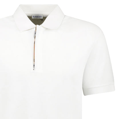 Burberry ‘Hartford’ Zip Check Polo White