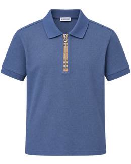 Burberry 'Hartford' Zip Check Polo Shirt