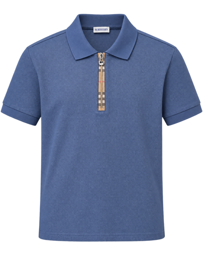 Burberry 'Hartford' Zip Check Polo Shirt