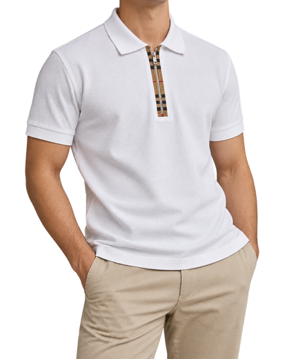 Burberry 'Hartford' Zip Check Polo Shirt