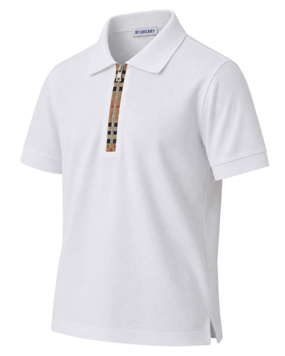 Burberry 'Hartford' Zip Check Polo Shirt