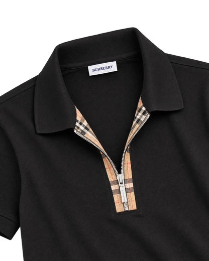 Burberry 'Hartford' Zip Check Polo Shirt