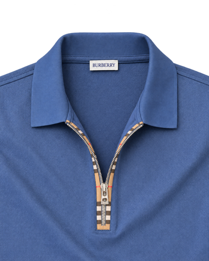 Burberry 'Hartford' Zip Check Polo Shirt