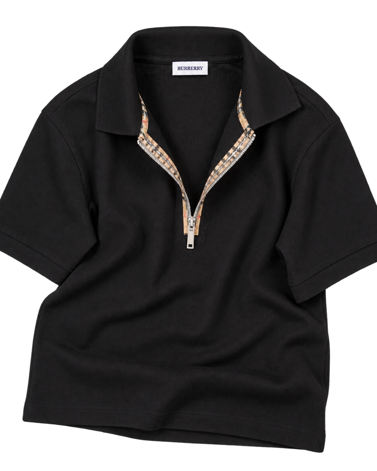 Burberry 'Hartford' Zip Check Polo Shirt
