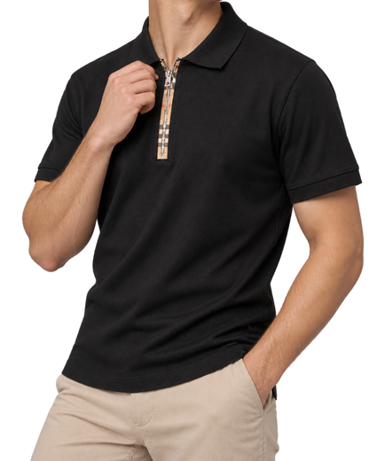 Burberry 'Hartford' Zip Check Polo Shirt