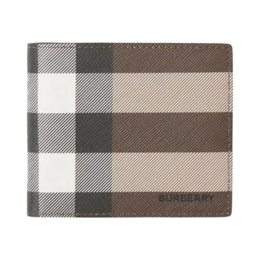 Burberry International Checkered Bifold Wallet in Brown