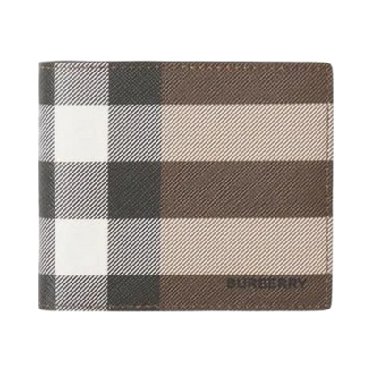 Burberry International Checkered Bifold Wallet in Brown