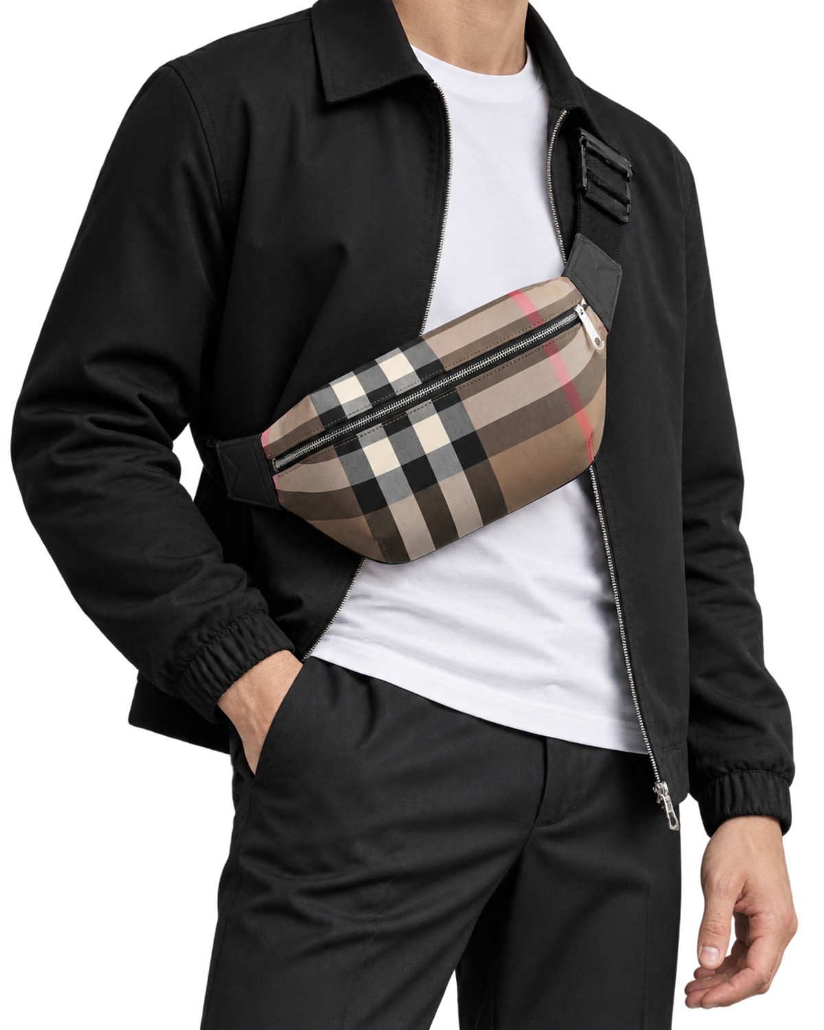 Burberry IP Check Sonny Bum Bag Taupe Brown