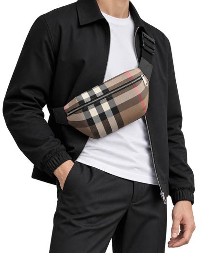 Burberry IP Check Sonny Bum Bag Taupe Brown