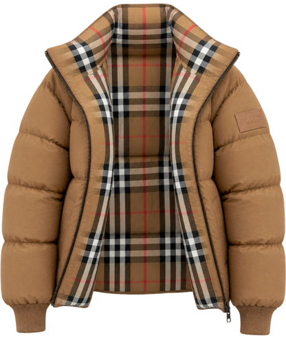 BURBERRY IVER DOWN CHECKERED REVERSIBLE PUFFER PARKA JACKET
